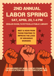 Poster for the NWA Labor Spring on April 20, 2024